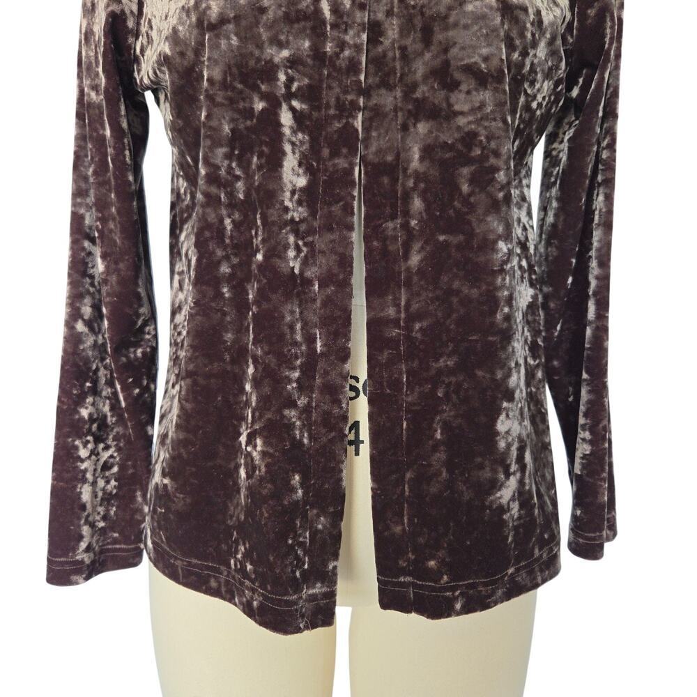 Vintage 90s Crushed Velvet Top Size S M Brown Ribbon Goth Grunge Whimsygoth - Picture 3 of 7